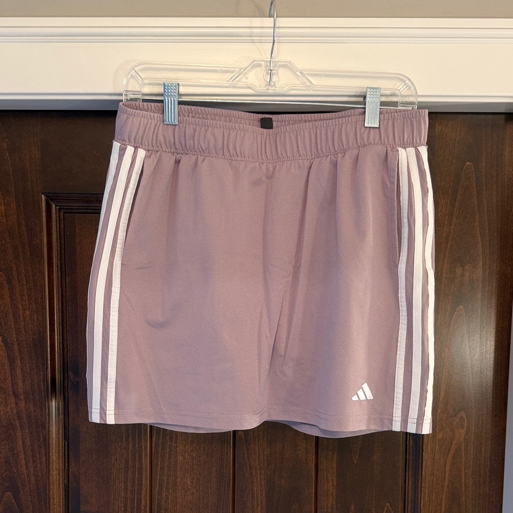 adidas Women's Mauve Shorts with White Stripes
